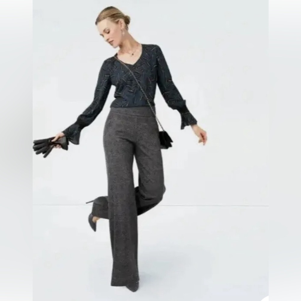 Cabi wide leg glen plaid blouser